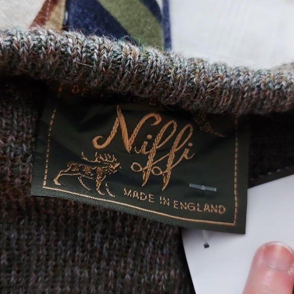 NIFFI ENGLAND| VINTAGE PURE WOOL AND SUEDE SWEATER (KHAKI GREEN COLOUR) - Picture 6 of 8